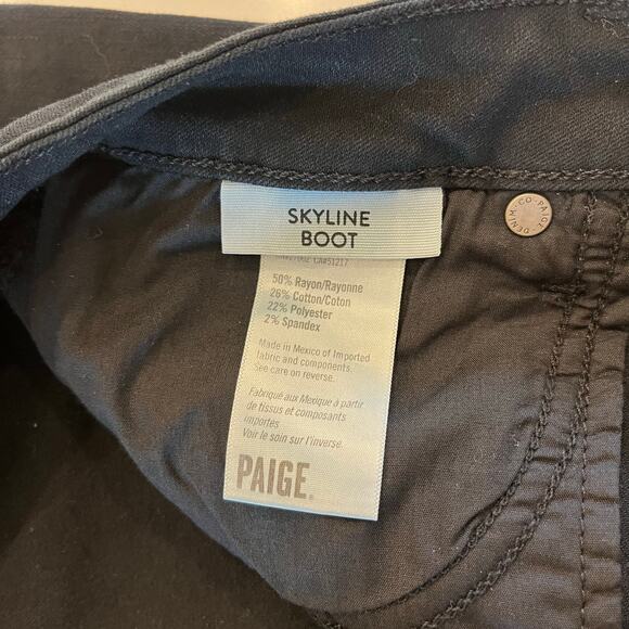 NWT Paige Skyline Boot‎ Cut Jeans in Black Overdye size 32 - Picture 7 of 12